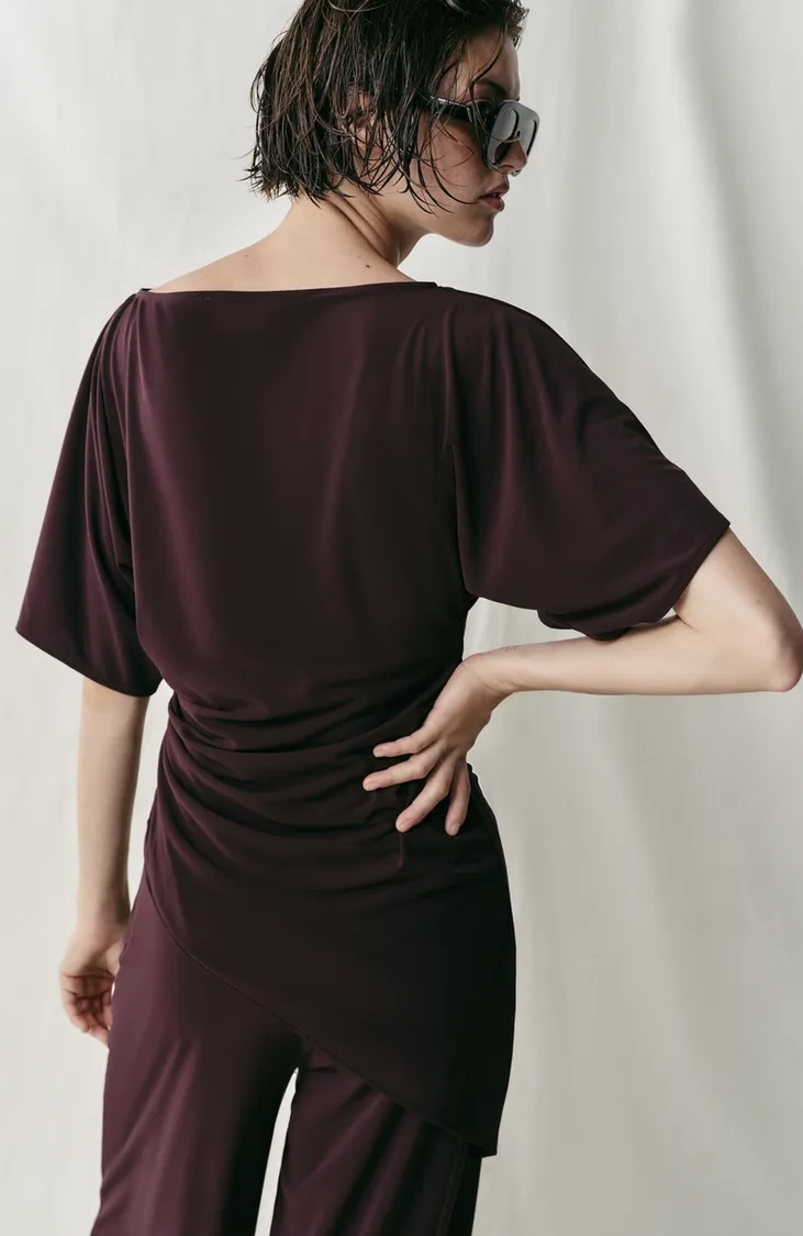  تاپ دِراپ (Draped) آستین کوتاه برند ZARA ORIGINAL زارا اورجینال NEW 2026 انگلستان 