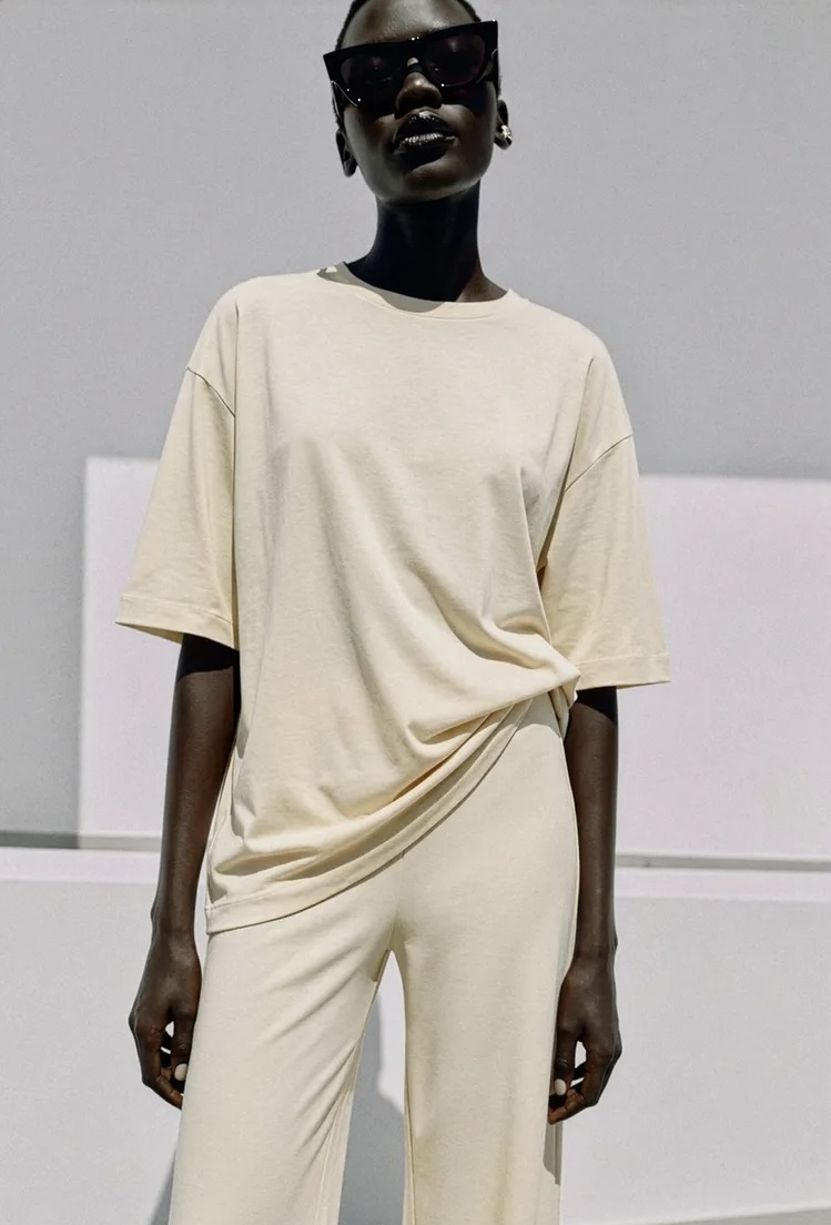 تی شرت یقه گرد زنانه زارا با پارچهی رویایی برند ZARA ORIGINAL زارا اورجینال NEW 2026 انگلستان