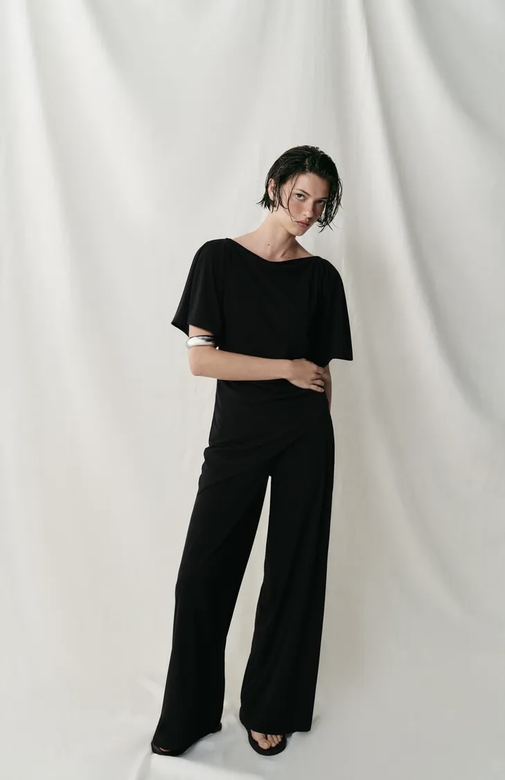 شلوار پارچه لخت و آزاد با کمر کشی برند ZARA ORIGINAL زارا اورجینال NEW 2026 انگلستان