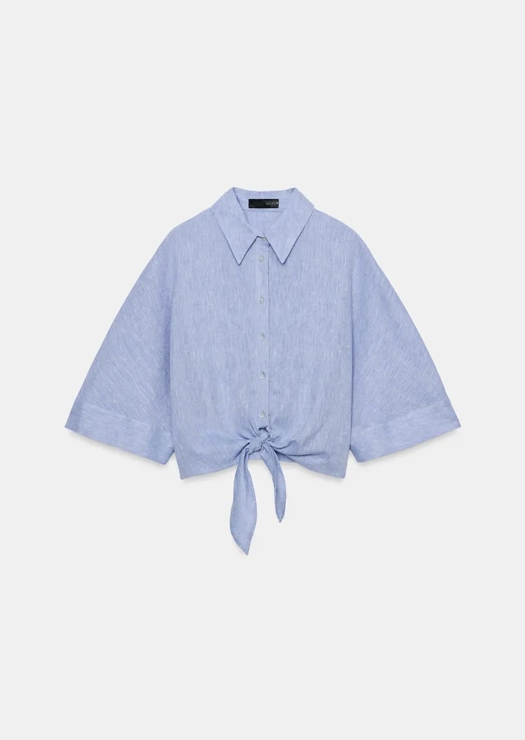 شومیز کراپ کتان با جزئیات گرهای – ترکیبی از راحتی و استایل مدرن برند ZARA ORIGINAL زارا اورجینال NEW 2026 انگلستان
