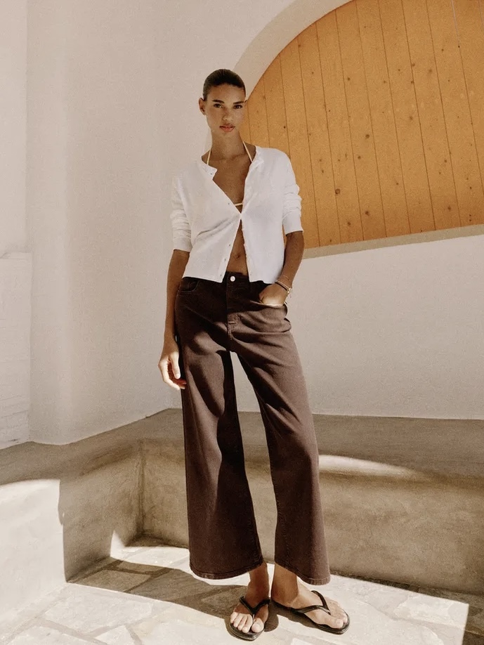 شلوار جین Wide-Leg Cropped (پاچه گشاد و ساق کوتاه) برند ZARA ORIGINAL زارا اورجینال NEW 2026 انگلستان
