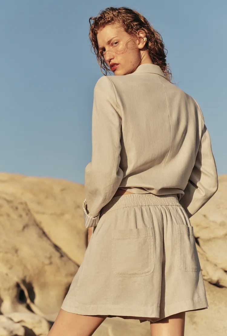  شلوارک برمودا از جنس ترکیبی کتان برند ZARA ORIGINAL اورجینال NEW 2026 