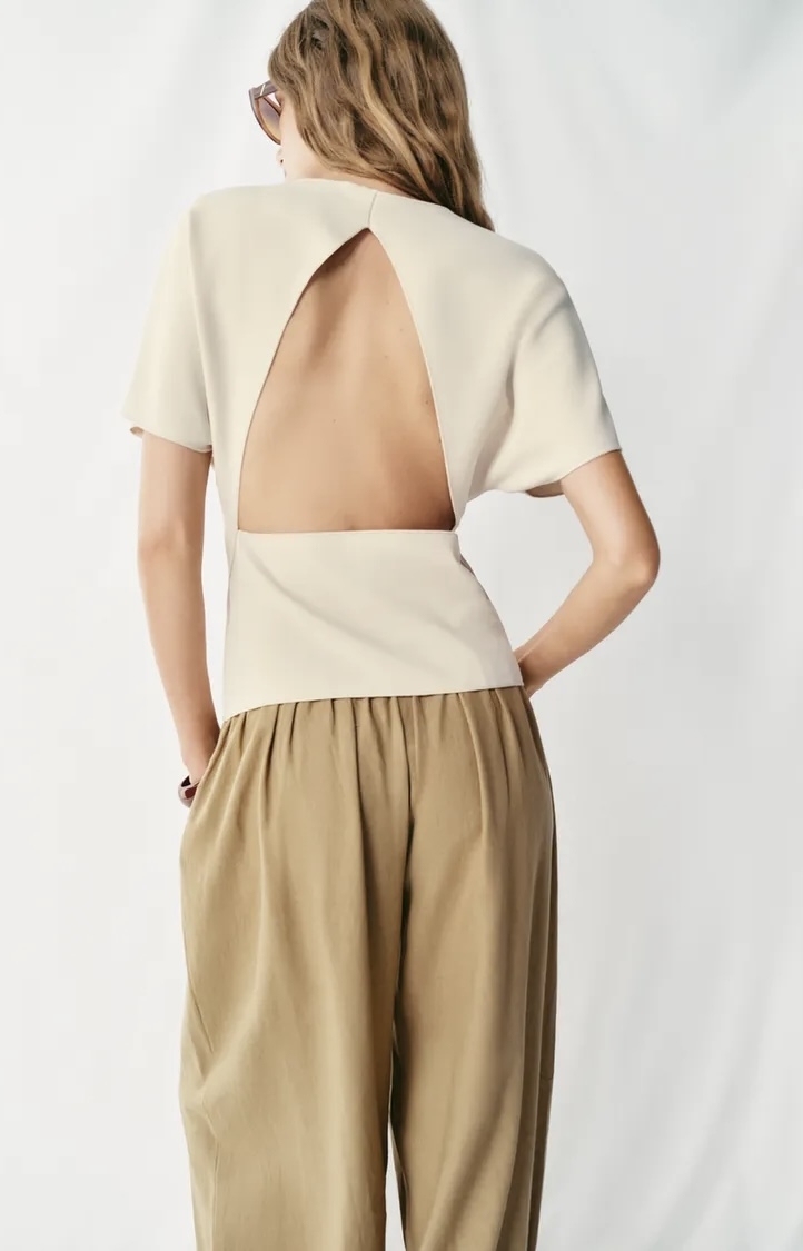  تاپ آستین کوتاه با برش در پشت برند ZARA ORIGINAL اورجینال NEW 2026 