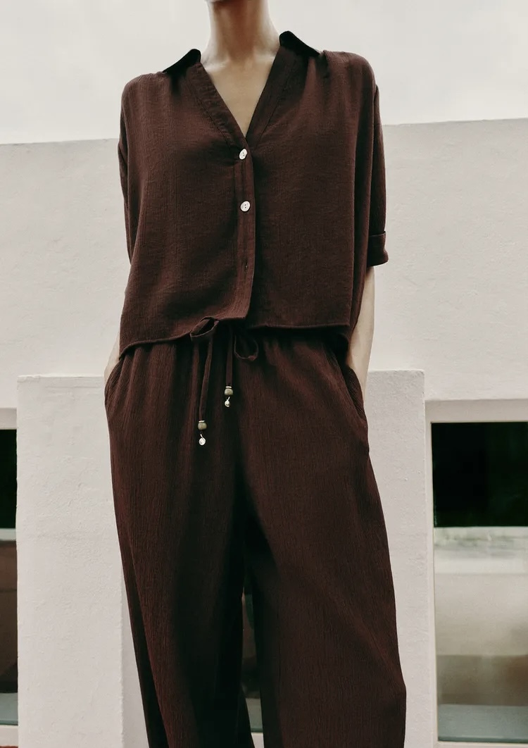 پیراهن یقه V کژوال با آستین کوتاه برند ZARA ORIGINAL زارا اورجینال NEW 2026 انگلستان 