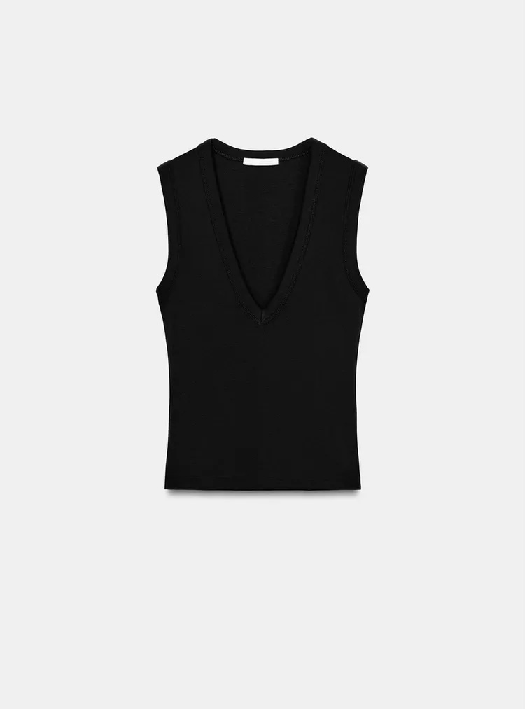  تی‌شرت پنبه‌ای یقه هفت بدون آستین برند ZARA ORIGINAL اورجینال NEW 2026 