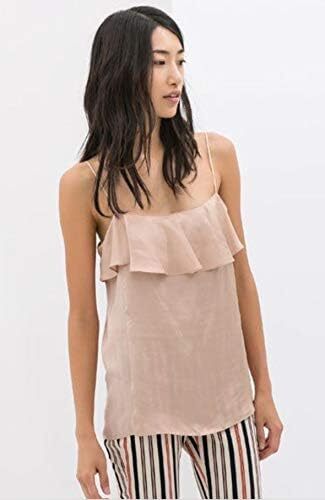  تاپ برند ZARA ORIGINAL زنانه یقه گرد و بندی مدل Zara Salmon Pink اورجینال 