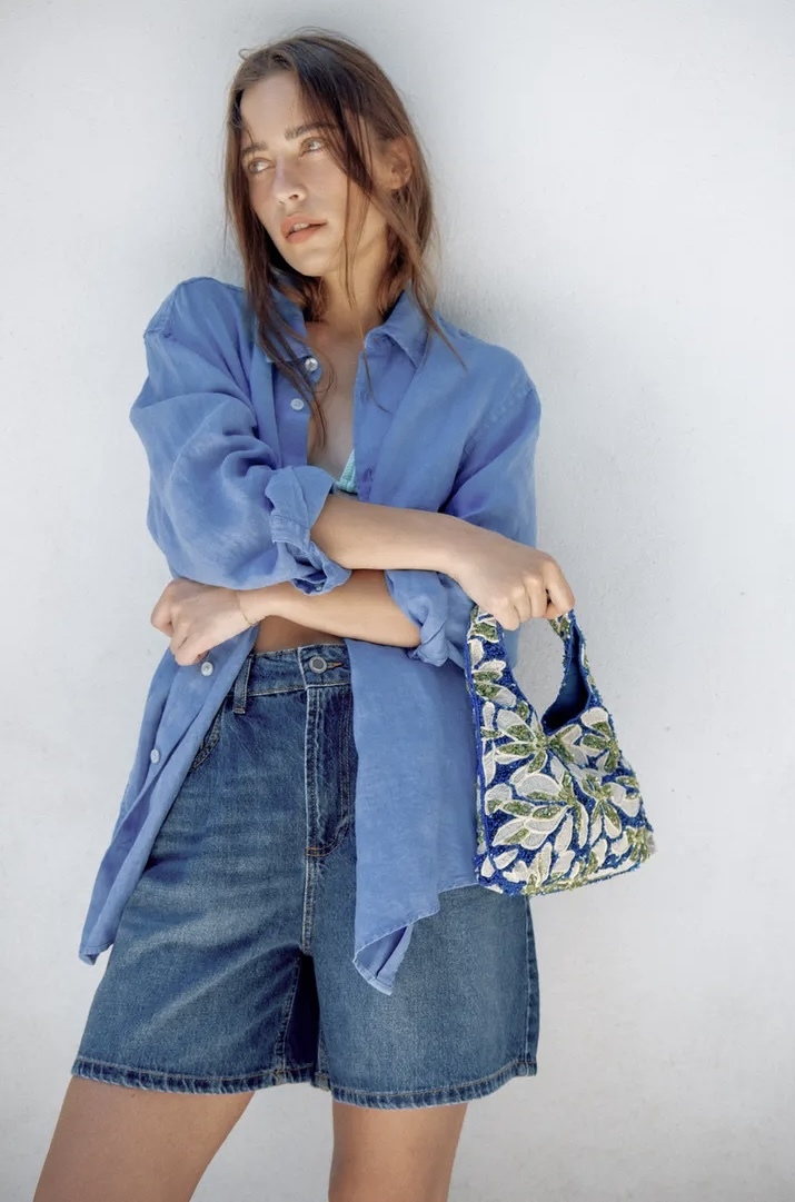 شلوارک جین فاق‌بلند با پل کمربند برند ZARA ORIGINAL اورجینال NEW 2026