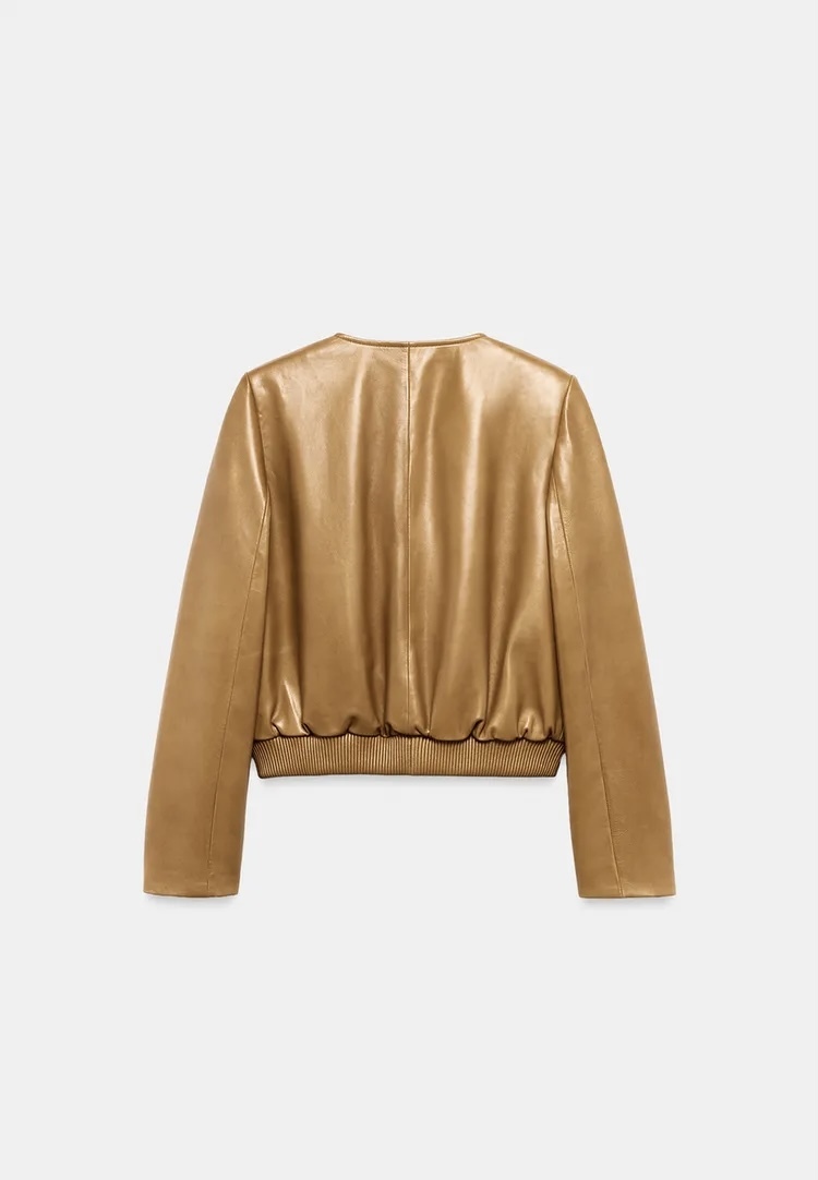  کاپشن بامبر چرم طبیعی زنانه برند ZARA ORIGINAL زارا اورجینال NEW 2026 انگلستان 