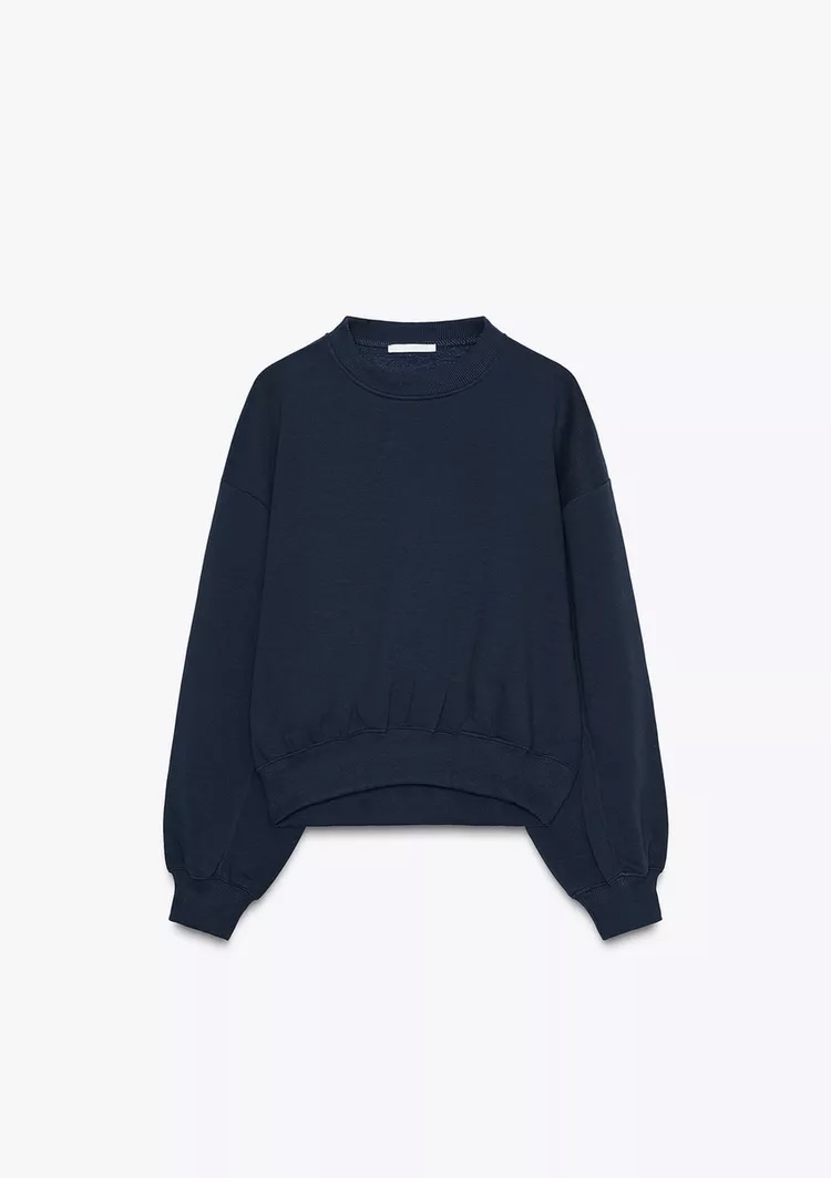  سویشرت نخی یقه گرد، آستین بلند و طرح چین دار برند ZARA ORIGINAL اورجینال NEW 2026 