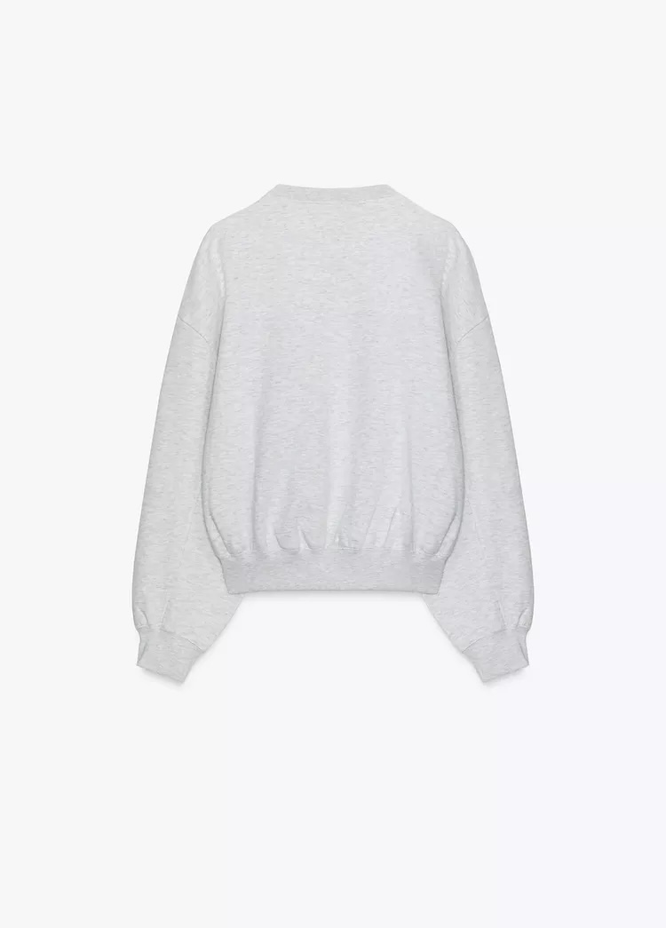  سویشرت نخی یقه گرد با جزئیات چین‌دار برند ZARA ORIGINAL اورجینال NEW 2026 