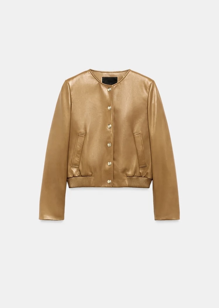  کاپشن بامبر چرم طبیعی زنانه برند ZARA ORIGINAL زارا اورجینال NEW 2026 انگلستان 