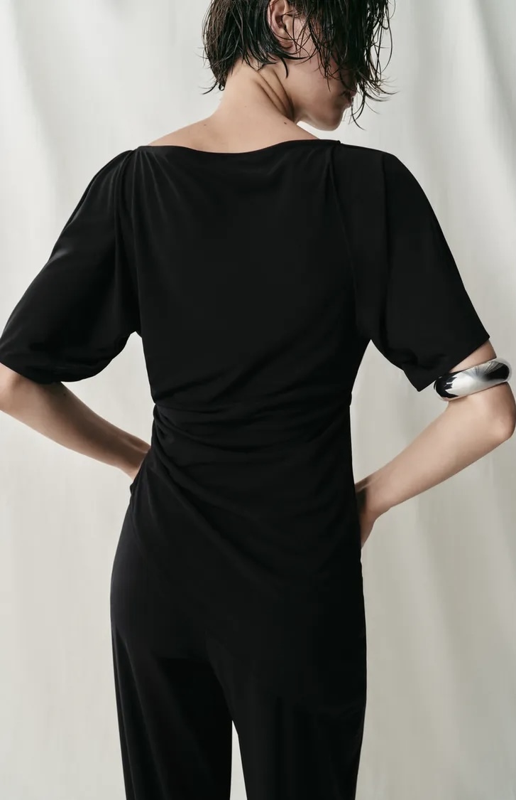  تاپ دِراپ (Draped) آستین کوتاه برند ZARA ORIGINAL زارا اورجینال NEW 2026 انگلستان 