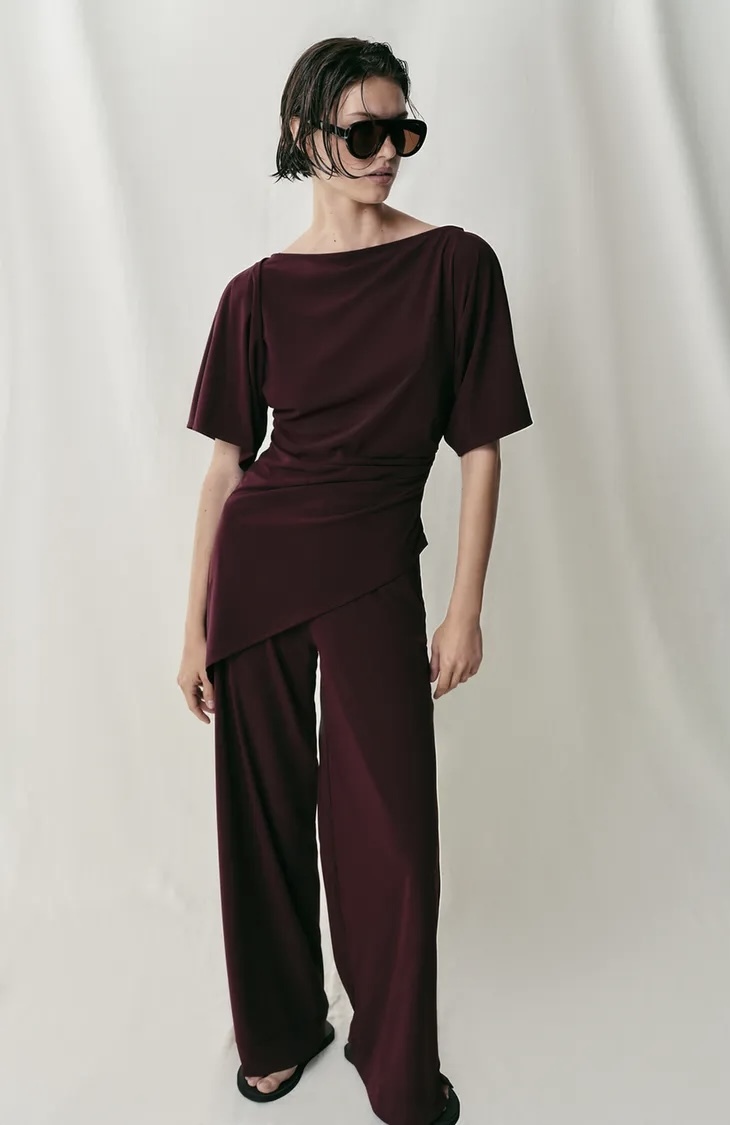 تاپ دِراپ (Draped) آستین کوتاه برند ZARA ORIGINAL زارا اورجینال NEW 2026 انگلستان