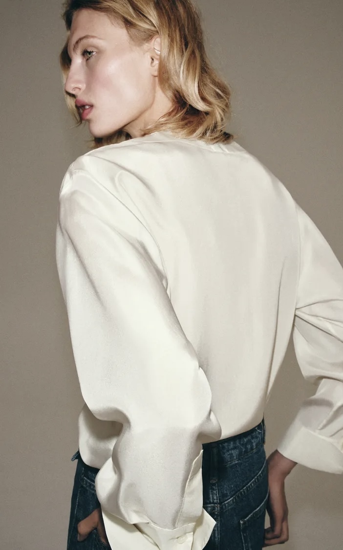 شومیز ابریشمی یقه هفت با بند قابل تنظیم برند ZARA ORIGINAL زارا اورجینال NEW 2026 انگلستان