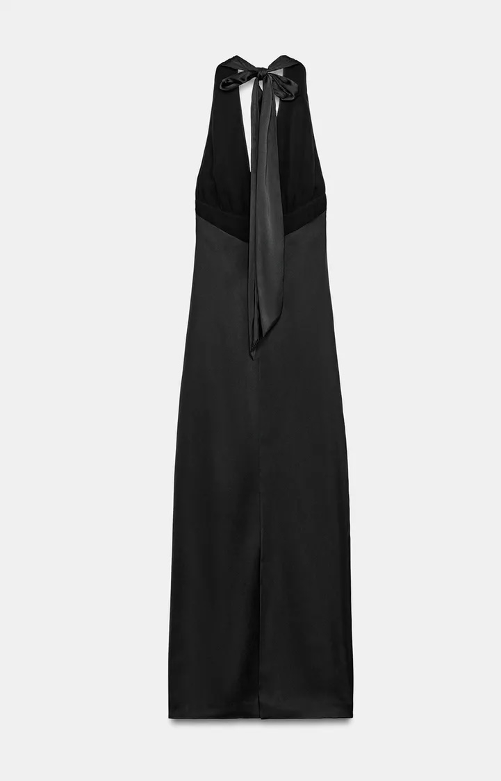 پیراهن شب ساتن با یقه هفت عمیق برند ZARA ORIGINAL اورجینال NEW 2026