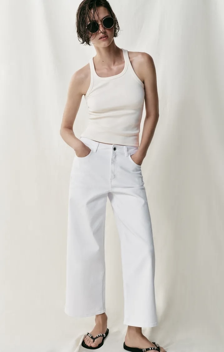 شلوار جین Wide-Leg Cropped (پاچه گشاد و ساق کوتاه) برند ZARA ORIGINAL زارا اورجینال NEW 2026 انگلستان
