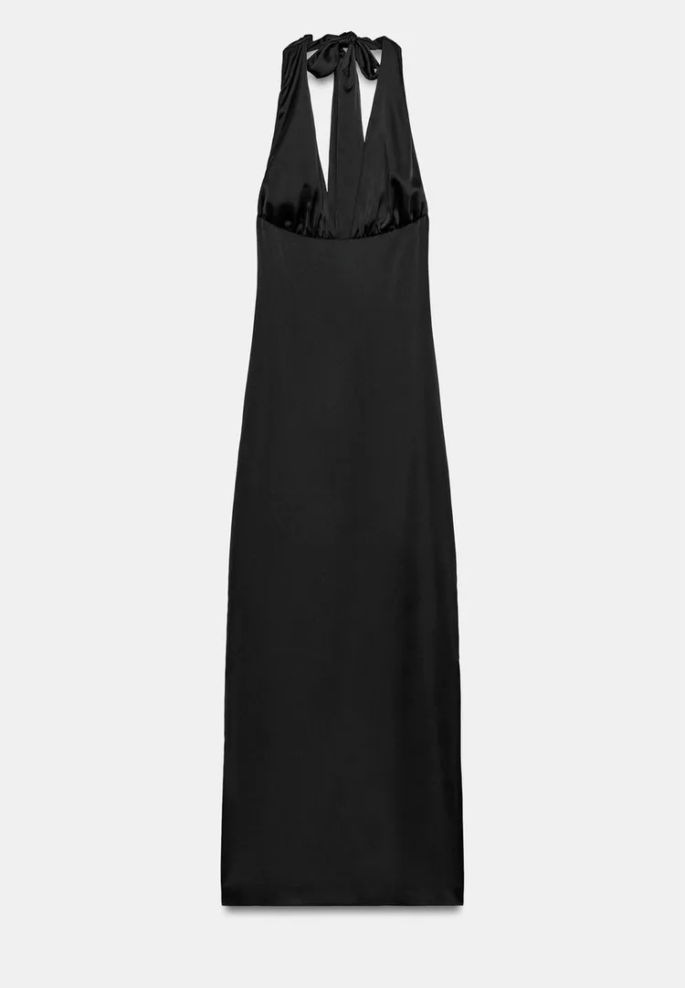 پیراهن شب ساتن با یقه هفت عمیق برند ZARA ORIGINAL اورجینال NEW 2026