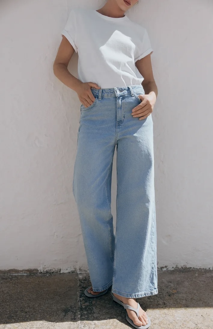 شلوار جین Wide-Leg Cropped (پاچه گشاد و ساق کوتاه) برند ZARA ORIGINAL زارا اورجینال NEW 2026 انگلستان