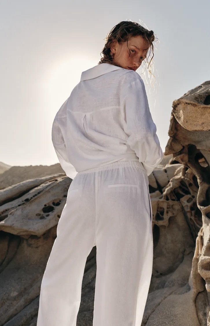 شلوار کتان ترکیبی.پاچه صاف برند ZARA ORIGINAL اورجینال NEW 2026