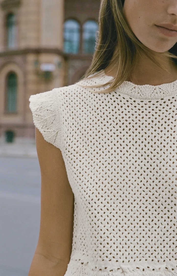 تاپ بافتنی بدون آستین با طرح (Cutwork)برند ZARA ORIGINAL زارا اورجینال NEW 2026 انگلستان
