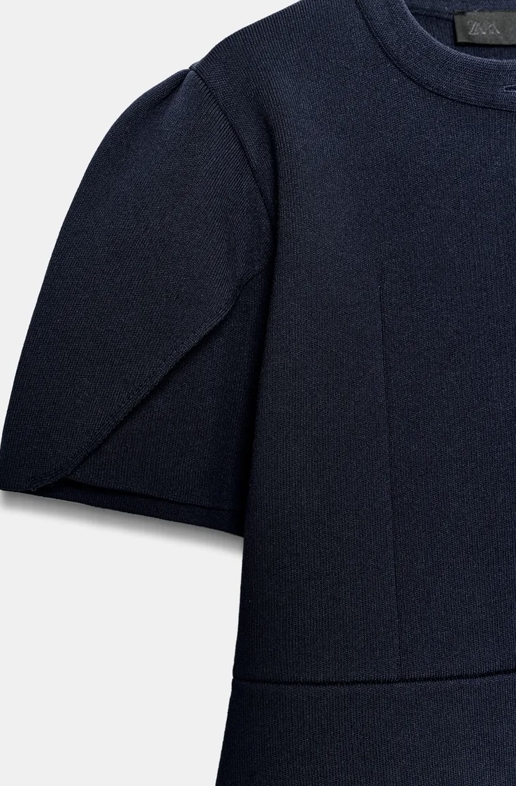  ژاکت بافتنی یقه گرد با آستین پفی کوتاه برند ZARA ORIGINAL اورجینال NEW 2026 