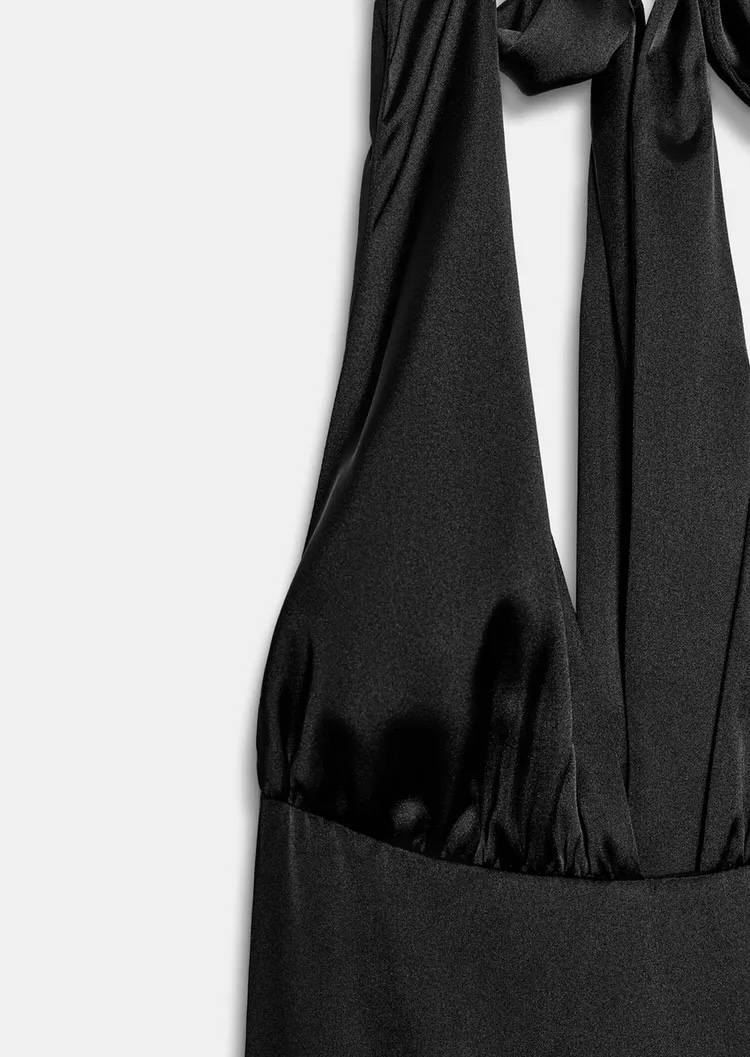 پیراهن شب ساتن با یقه هفت عمیق برند ZARA ORIGINAL اورجینال NEW 2026