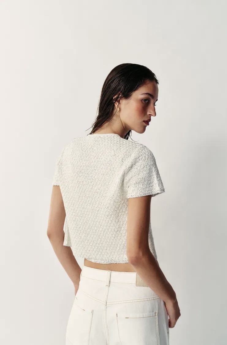 ژاکت پولکدوزی با جزئیات متالیک برند ZARA ORIGINAL زارا اورجینال NEW 2026 انگلستان