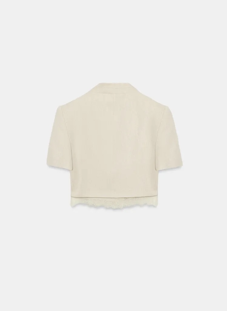 بلیزر بدون یقه با جزئیات توری برند ZARA ORIGINAL زارا اورجینال NEW 2026 انگلستان 