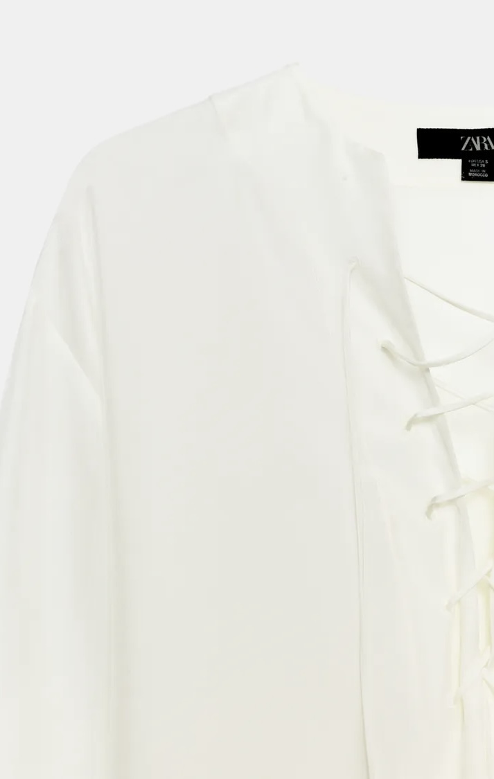 شومیز ابریشمی یقه هفت با بند قابل تنظیم برند ZARA ORIGINAL زارا اورجینال NEW 2026 انگلستان