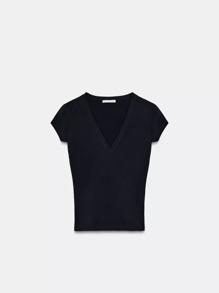  تاپ نخی ۱۰۰٪ پنبه با یقه هفت برند ZARA ORIGINAL اورجینال NEW 2026 