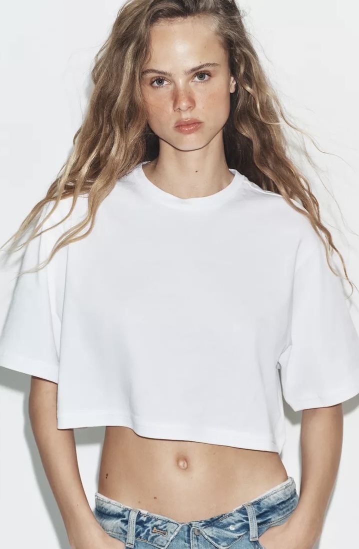  تی‌شرت کراپ اورسایز از پنبه خالص برند ZARA ORIGINAL زارا اورجینال NEW 2026 انگلستان 