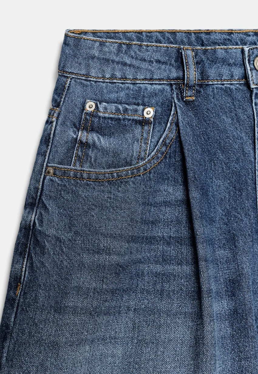  شلوارک جین فاق بلند با حلقه کمربند برند ZARA ORIGINAL اورجینال NEW 2026 