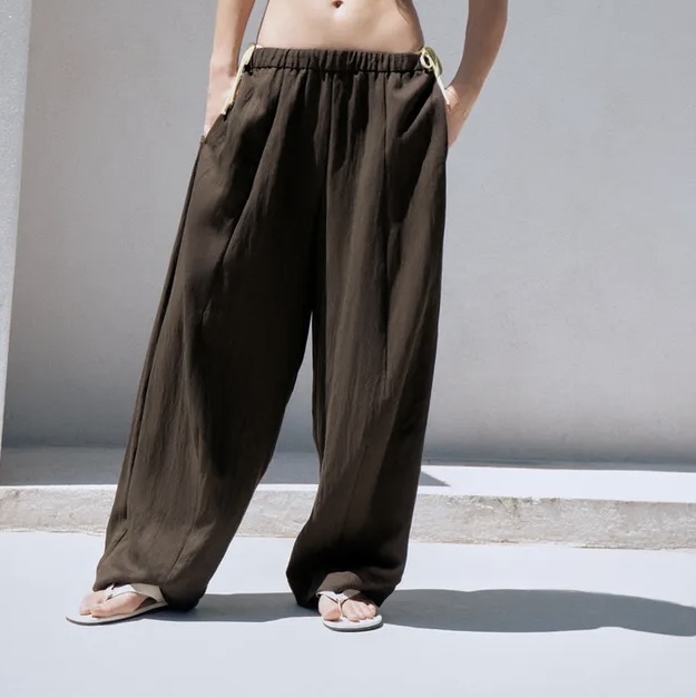 شلوار ساخته شده از نخ ترکیبی لیوسل برند ZARA ORIGINAL اورجینال NEW 2026