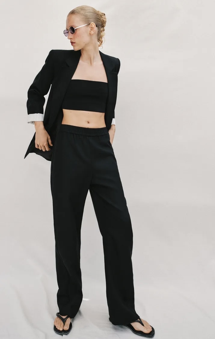  شلوار کتان ترکیبی.پاچه صاف برند ZARA ORIGINAL اورجینال NEW 2026 