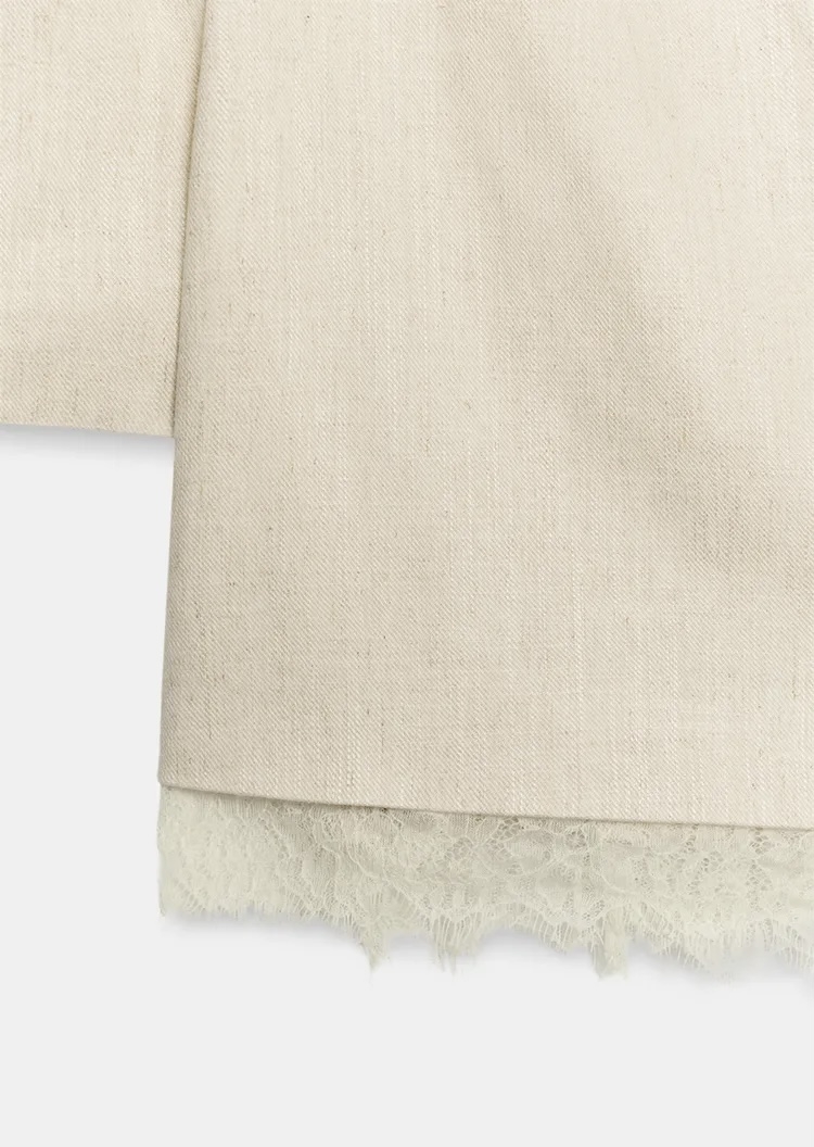  بلیزر بدون یقه با جزئیات توری برند ZARA ORIGINAL زارا اورجینال NEW 2026 انگلستان 