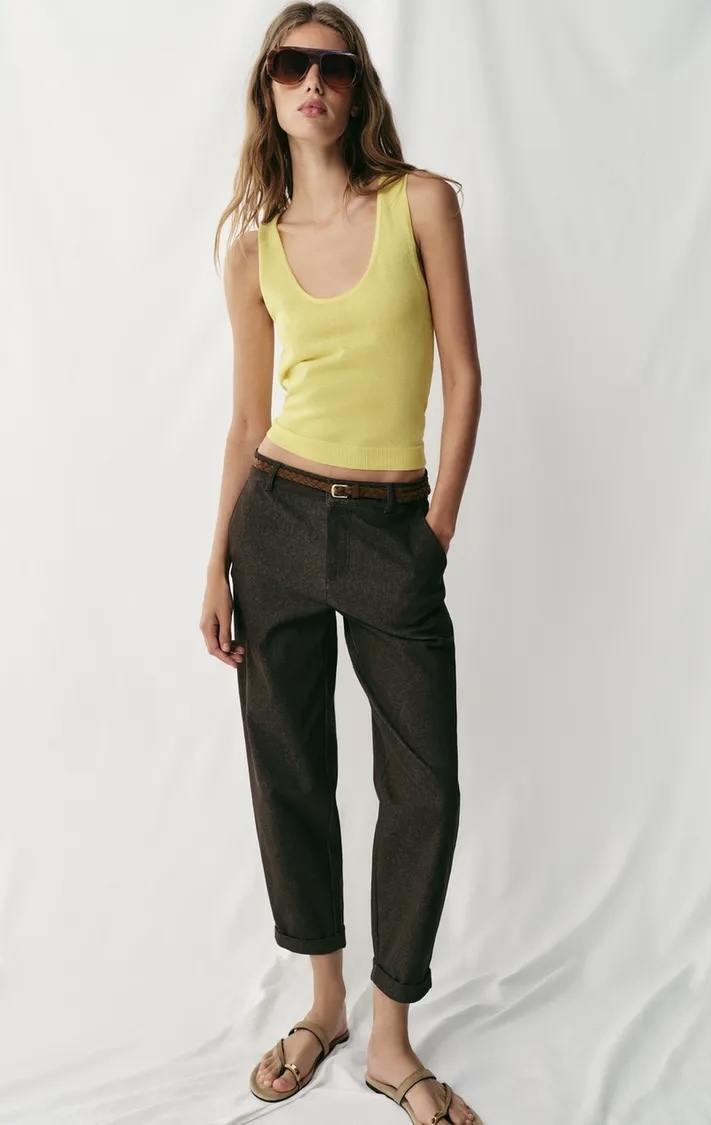 شلوار کژوال با کمربند بافته شده برند ZARA ORIGINAL اورجینال NEW 2026