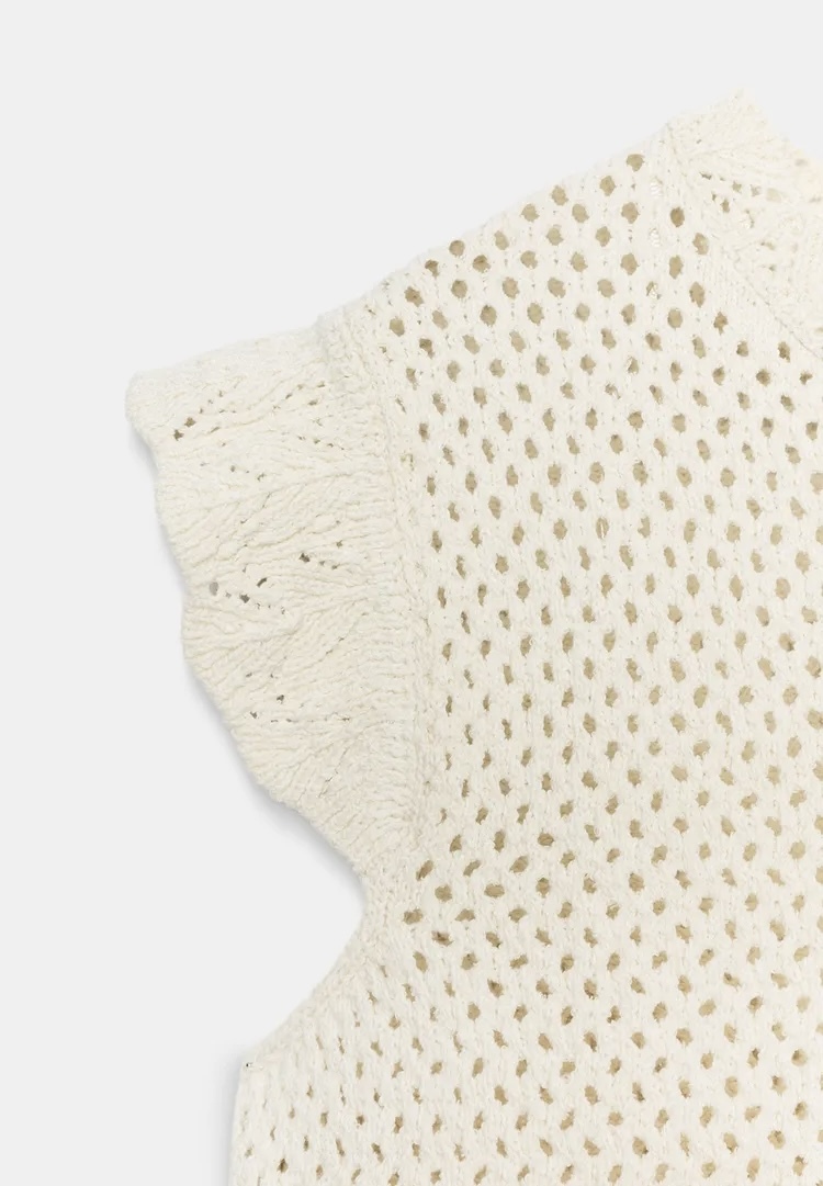 تاپ بافتنی بدون آستین با طرح (Cutwork)برند ZARA ORIGINAL زارا اورجینال NEW 2026 انگلستان