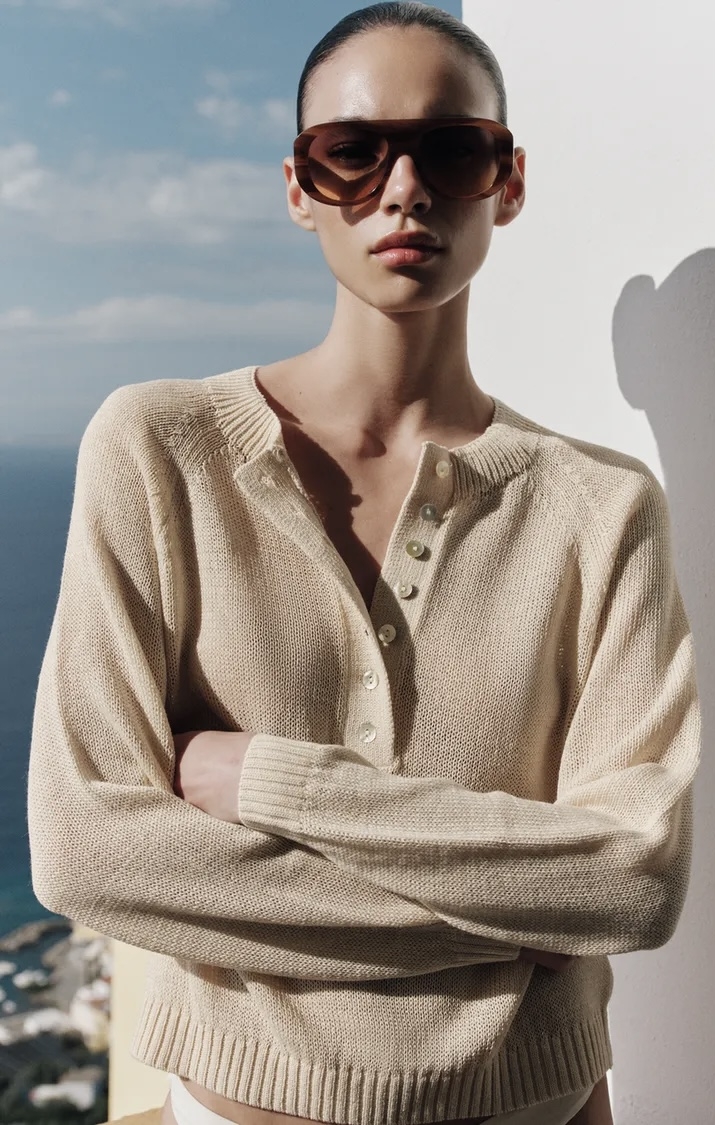  پلیور کلاسیک با دکمه و حاشیه چین‌دار برند ZARA ORIGINAL اورجینال NEW 2026 