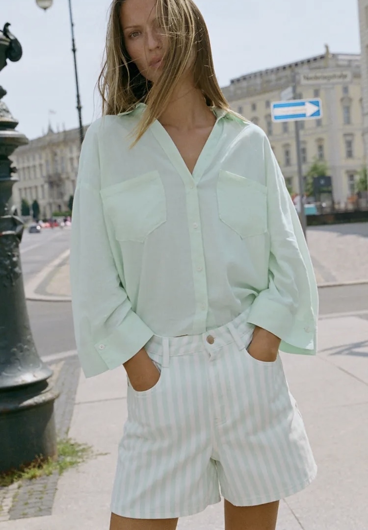 شلوارک کتان پنج جیب با طراحی کلاسیک برند ZARA ORIGINAL زارا اورجینال NEW 2026 انگلستان