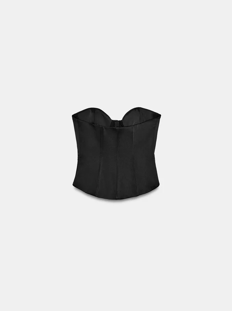  تاپ ساتن با یقه دلبری و جزئیات فلزی برند ZARA ORIGINAL اورجینال NEW 2026 