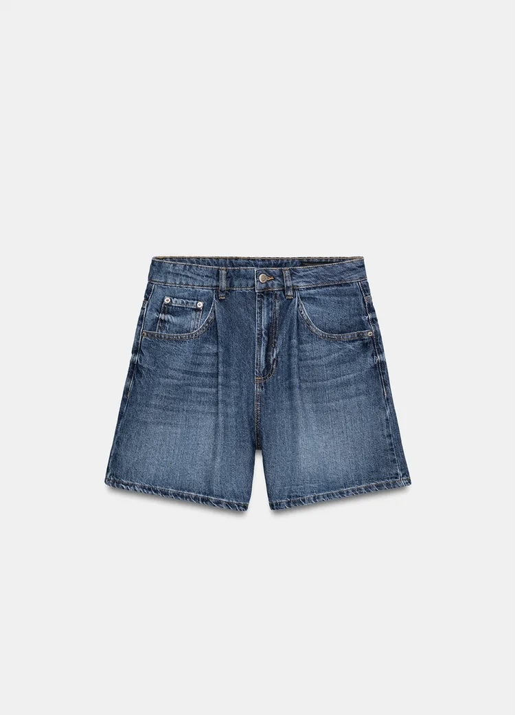  شلوارک جین فاق بلند با حلقه کمربند برند ZARA ORIGINAL اورجینال NEW 2026 