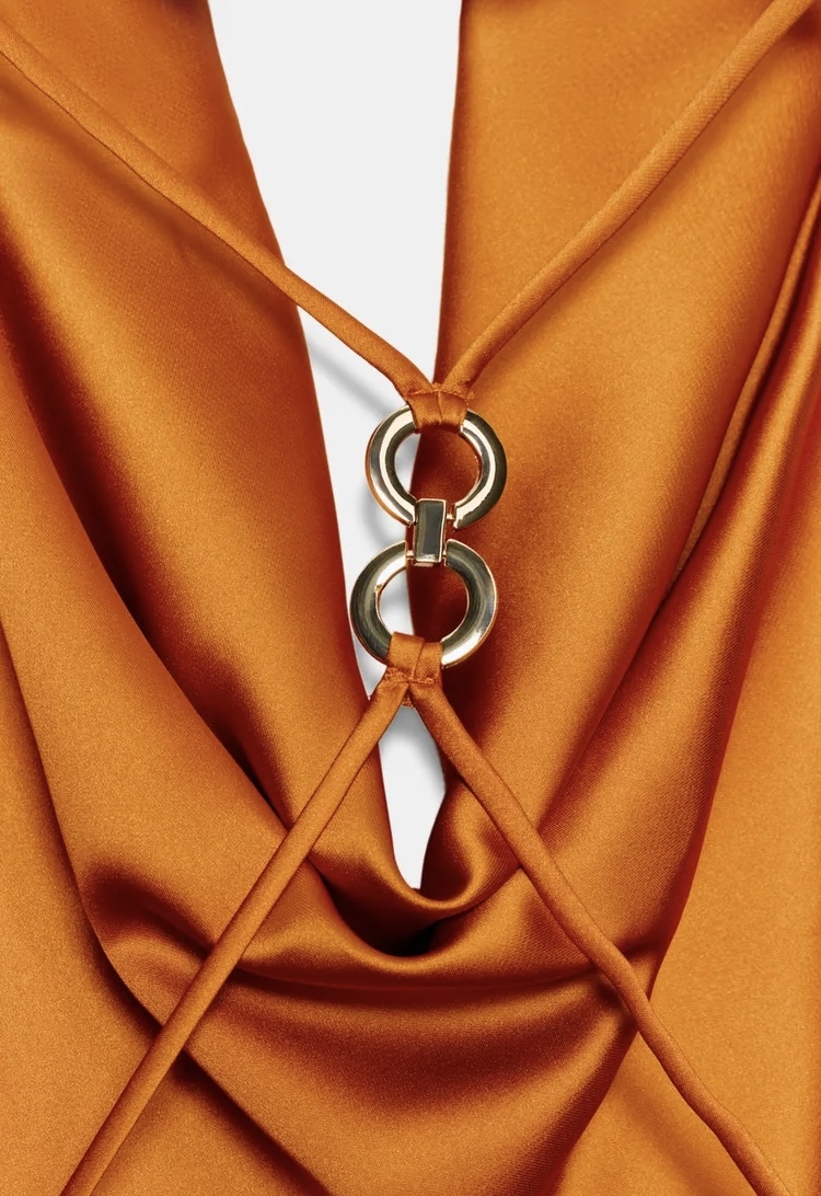  پیراهن کوتاه هالتر با جزئیات حلقه طلایی برند ZARA ORIGINAL زارا اورجینال NEW 2026 انگلستان 