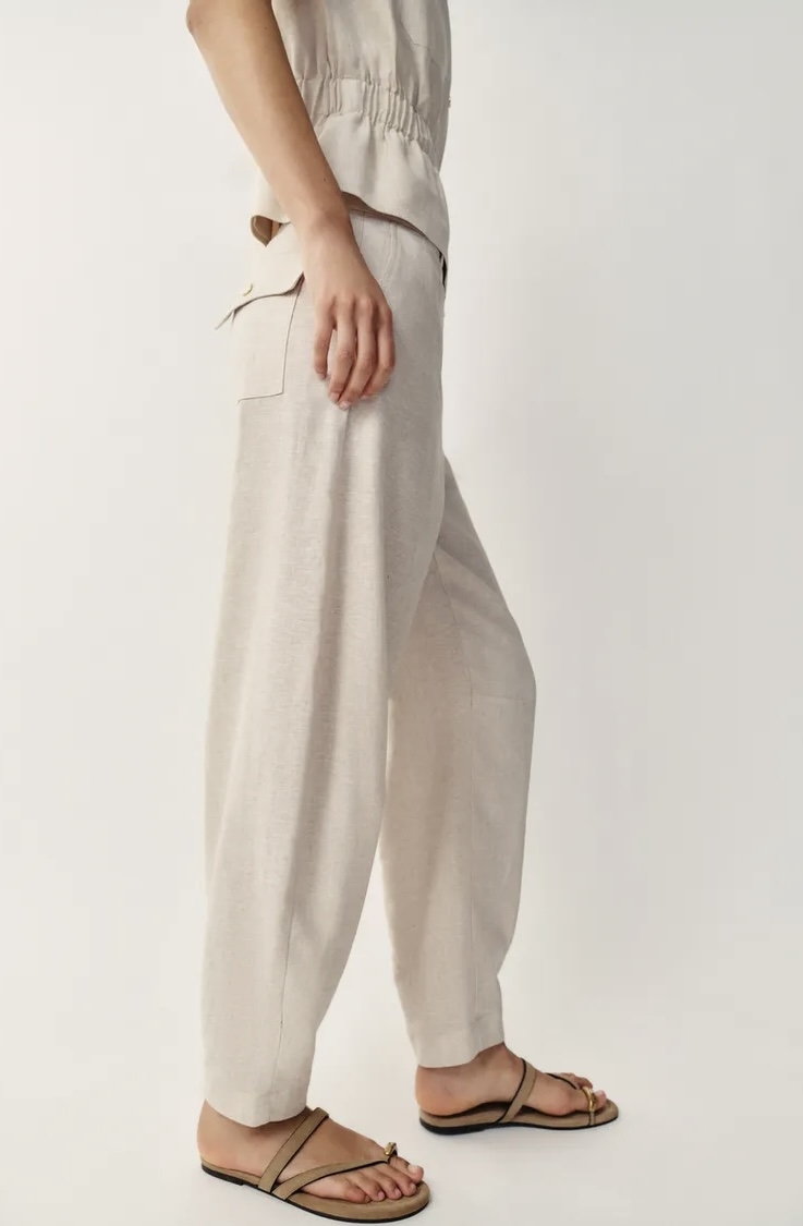  شلوار لینن با برش کمر متوسط برند ZARA ORIGINAL زارا اورجینال NEW 2026 انگلستان 