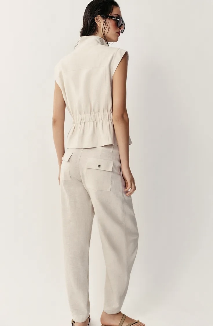 شلوار لینن با برش کمر متوسط برند ZARA ORIGINAL زارا اورجینال NEW 2026 انگلستان