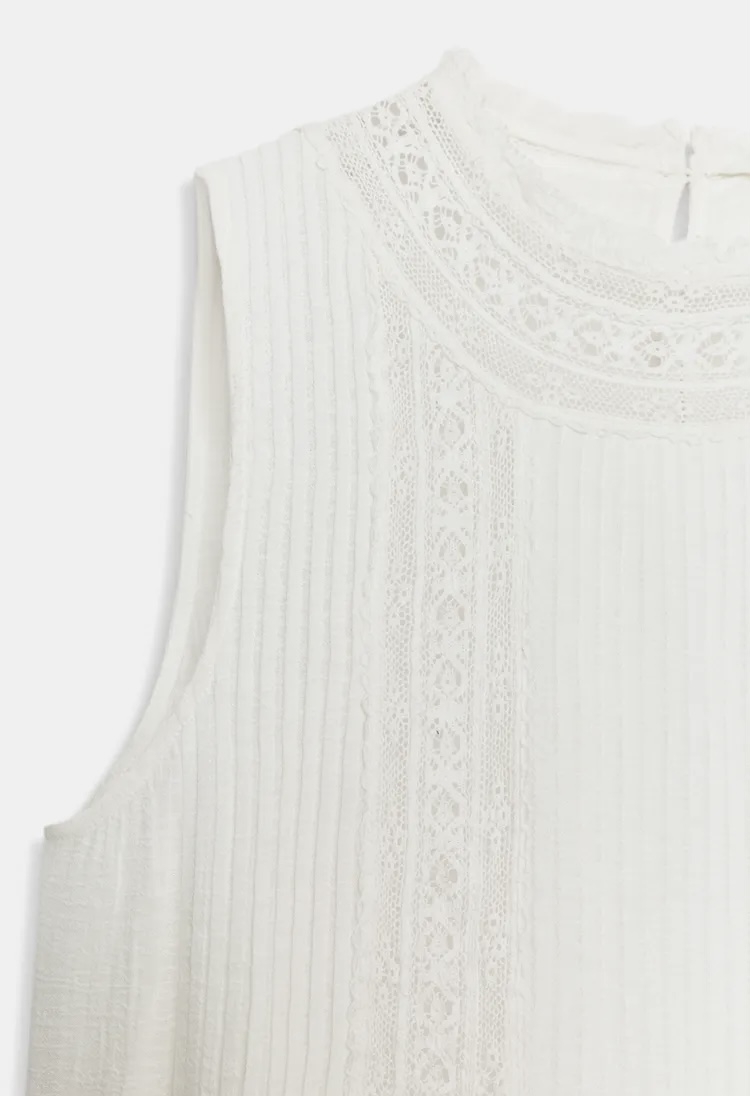  پیراهن از جنس نخ ترکیبی پنبه. دارای یقه گرد و طرح بدون آستین برند ZARA ORIGINAL اورجینال NEW 2026 