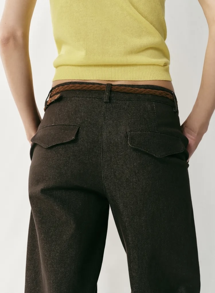 شلوار کژوال با کمربند بافته شده برند ZARA ORIGINAL اورجینال NEW 2026