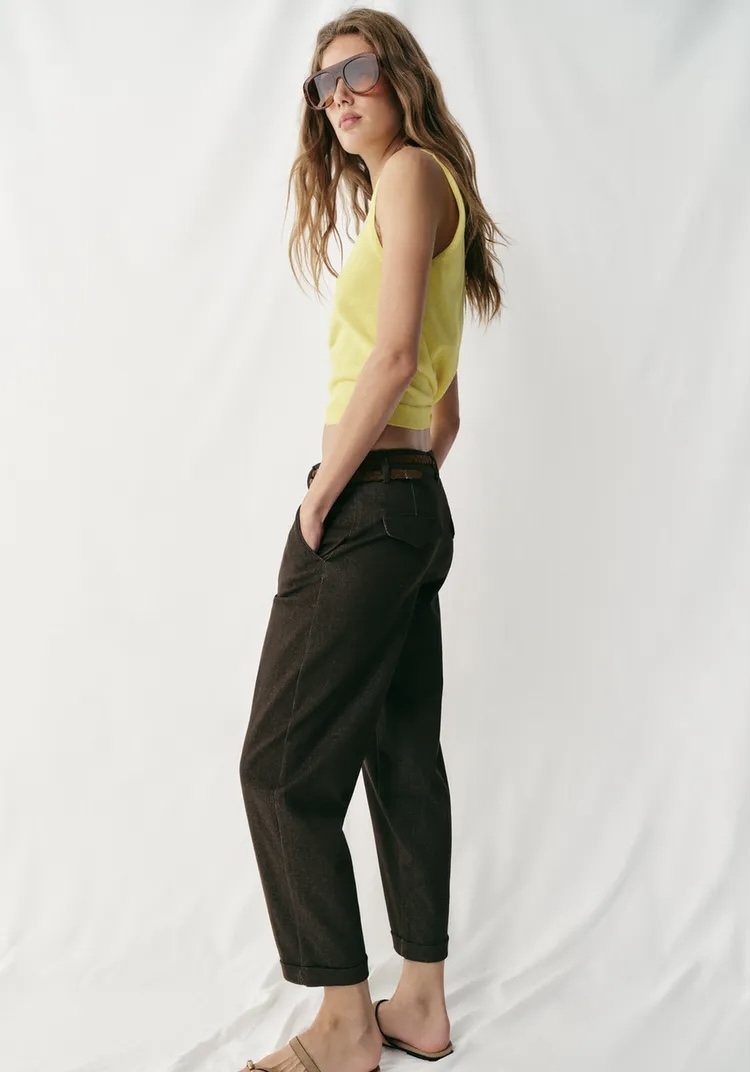 شلوار کژوال با کمربند بافته شده برند ZARA ORIGINAL اورجینال NEW 2026