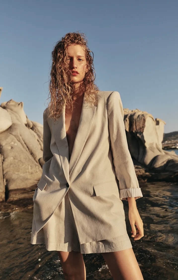  کت تک از جنس ترکیب کتان برند ZARA ORIGINAL اورجینال NEW 2026 